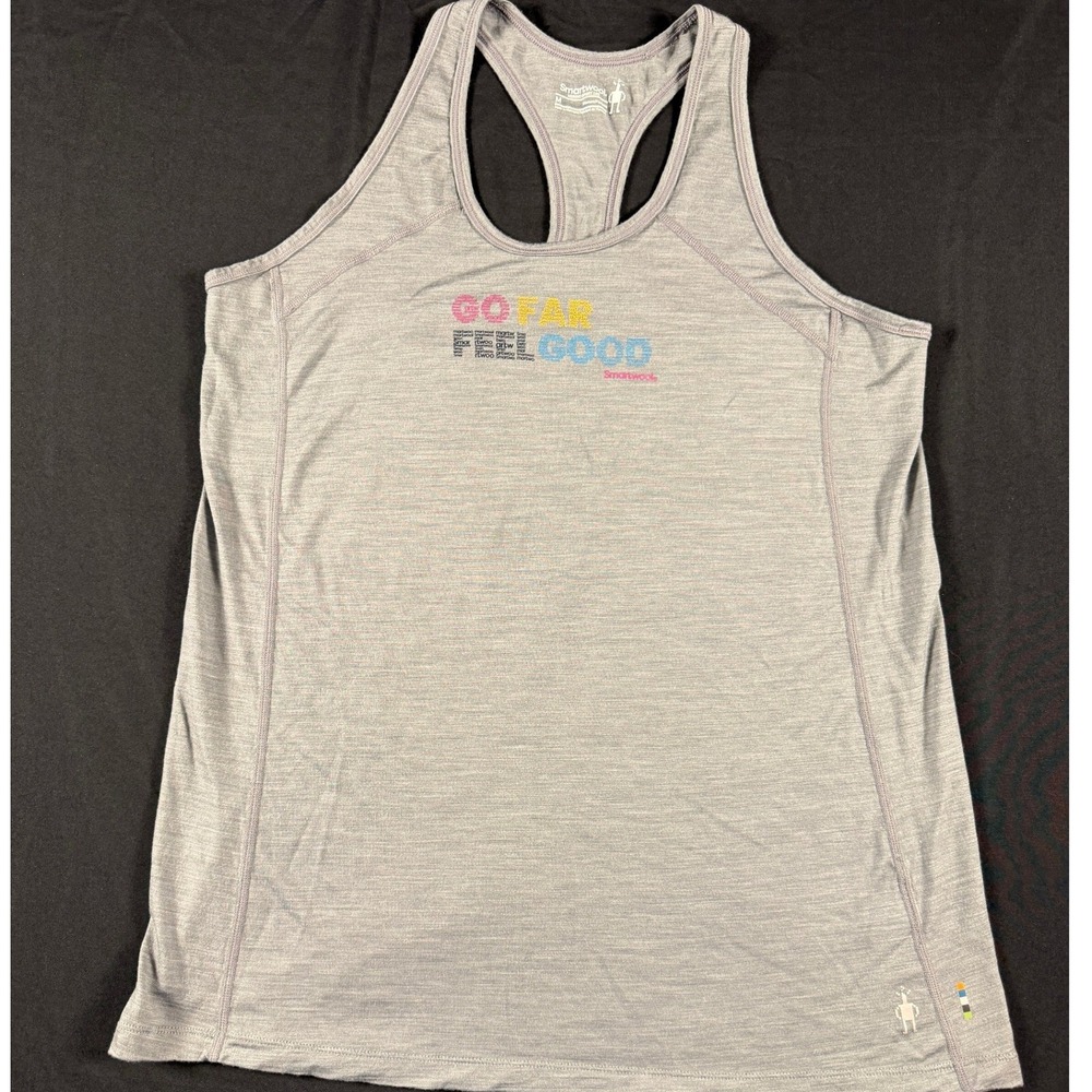 Smartwool Womens Merino Sport 150 Gray Go Far Feel Good Racerback Tank Top Med